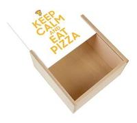 Boite Coffret en Bois - Fabulous - Keep Calm and Eat Pizza (11 x 11 x 3,5 cm) Multicolore G