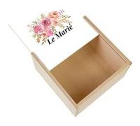 Boite Coffret en Bois - Fabulous - Le Marié Bouquet Aquarelle (11 x 11 x 3,5 cm) Multicolore G