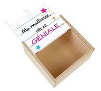 Boite Coffret en Bois - Fabulous - Ma Maîtresse elle est géniale (11 x 11 x 3,5 cm) Multicolore G