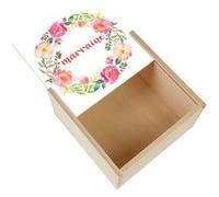 Boite Coffret en Bois - Fabulous - Marraine Aquarelle Frise Fleurs (11 x 11 x 3,5 cm) Multicolore G