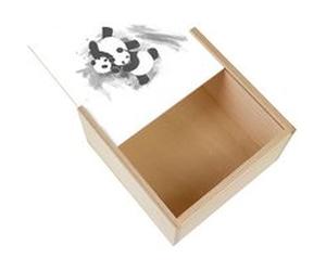 Boite Coffret en Bois - Fabulous - Panda Judo Aquarelle (11 x 11 x 3,5 cm) Multicolore G
