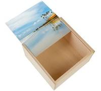 Boite Coffret en Bois - Fabulous - Plage Tropicale Sable D'Or et Cocotiers (11 x 11 x 3,5 cm) Multicolore G