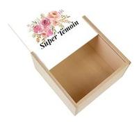 Boite Coffret en Bois - Fabulous - Super Témoin Bouquet Aquarelle (11 x 11 x 3,5 cm) Multicolore G