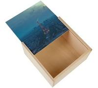 Boite Coffret en Bois - Fabulous - Vue Aérienne de la Tour Eiffel Illuminée Paris (11 x 11 x 3,5 cm) Multicolore G