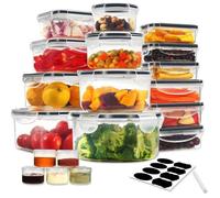 YASHE Boîte Conservation Alimentaire 38 Pièces, Sans BPA Boîte Alimentaire Set, Plastique Boîte Hermetique Alimentaire, 100% Étanche, Adaptés au Micro-ondes et au Congélateur