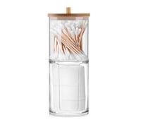 Boite Coton Tige Boîte de Rangement for Salle Bain, Pot for Maquillage, Porte-Coton Rond, Distributeur Cotons-tiges avec Couvercle