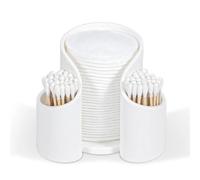 Boite Coton Tige Porte-Coton, Distributeur de Fil Dentaire, Organiseur Rangement for gobelets en Papier(White)