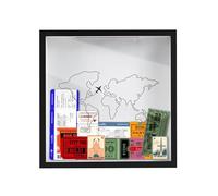 Boîte d'archivage de voyage, 29,2 x 29,2 cm avec fente - Cadre en bois - Motif avion - Pour tickets de voyage - Chargement par le haut - Pour cinéma, billets de voyage (noir)