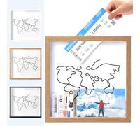 Boîte D'archives D'aventure,Boîte D'archives De Voyage,Boîte D'ombres pour Billets, Cadre Photo Carré 20x20 cm,Boîte À Argent,Décoration De Table, Cadre en Bois,Boîte pou