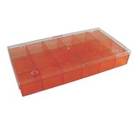 Boîte d'assortiment - Fond coloré - 12 compartiments - Ext. 194×31×101 mm - Compart. 31×27×48 mm