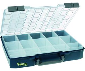 boîte d'assortiment raaco largeur 413 x profondeur 330 x hauteur 79mm 15 compartiments partie inférieure polypropylène / couvercle polycarbonate - 136310