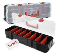 Boîte d'assortiment siwitec avec 8 compartiments et 7 séparateurs adaptables, boîte d'assortiment pour petites pièces, organisateur d'outils, valise d'assortiment en plastique 450 x 150 x 90 cm