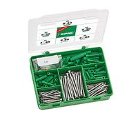 Boîte d'assortiment SPAX Set de vis et de chevilles 201 pièces en différentes dimensions, chevilles à expansion, vis universelle, filetage partiel, A9J, T-STAR plus T20, tête fraisée - 5000009100109