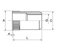 Boite de 100 écrou cranté à sertir ACTON tête affleurante inox A2 - Ø5 mm - 626335
