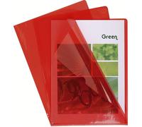 Boîte de 100 pochettes coins A4 lisse rouge plastique Exacompta