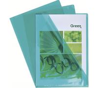 Boîte de 100 pochettes coins A4 lisse vert plastique Exacompta