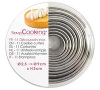 Scrapcooking 2008 Boite de 11 Emporte-Pièces Ronds, Acier Inoxydable, INOX, 10,3 x 10,3 x 3,2 cm