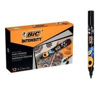BIC Intensity Lot de 12 marqueurs permanents à pointe ogive Noir 4,5 mm