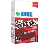 Boîte de 12 marqueurs permanents Sharpie Pointe fine 0,9 mm Bleu ciel Bleu ciel G