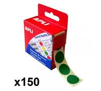 Agipa - boîte distributrice de 150 étiquettes vertes rondes pour écriture manuelle 15 mm de diamètre 115006 G