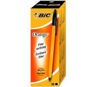 BIC Stylo bille Orange – pointe fine 0,7 mm – encre noire – boîte de 20