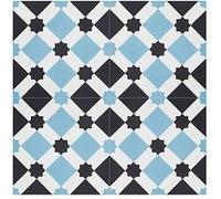 Boite de 24 Carreaux de ciment hydraulique 0,96m2 / Carreaux de ciment artisanaux pour sol et mur coloris bleu - l.20 x L.20 cm Bleu G