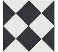 Boite de 24 Carreaux de ciment véritable 0,96m2 / Carreaux de ciment artisanaux coloris noir/blanc pour sol et mur - l.20 x L.20cm Noir G