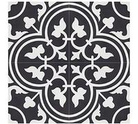 Boite de 24 Carreaux de ciment véritable 0,96m2 / Carreaux de ciment artisanaux pour sol et mur coloris noir - l.20 x L.20 cm Noir G