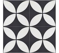 Boite de 24 Carreaux de ciment véritable 0,96m2 / Carreaux de ciment artisanaux pour sol et mur coloris noir/blanc - l.20 x L.20cm Noir G