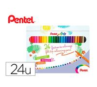 Boite de 24 feutres de coloriage pental encre ultra lavable pointe moyenne 3,9mm