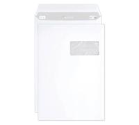 Boite de 250 Pochettes Blanches C4-229x324 mm - Auto-Adhésives - 90g/m2 - Fenêtre PET 50x100 (position 50/20) - Blanc