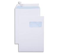 Boîte de 250 pochettes Everyday blanches 229x324/C4, 90 g/m², avec fenêtre 50x110 à 50/20, adhésives avec bande