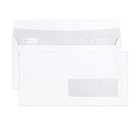 Boite de 500 Enveloppes Blanches DL-110x220mm - Auto-Adhésives - 90g/m2 - Fenêtre PET 35x100 (position 20/20) - Blanc