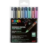 Pochette 8 marqueurs POSCA - PC1MR - Couleurs métalliques - Pointe extra fine - 0 7mm
