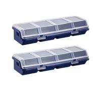 Boîte de à vis, paquet de 2, Blue | Organisateur de petites pièces à 4 sections avec fermetures pour les tâches de réparation en atelier et à