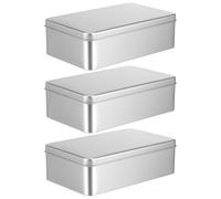 Boîte de Bonbons Rectangulaire 3 Pièces en Tôle D’acier Couvercle | Argenté, Fenêtre Transparente et Couvercle à Pression, Rangement Ordonné pour Cartes-présents et Boutons