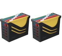 Boîte de Bureau avec 5 Dossiers Suspendus A4, Panier à Dossiers Suspendus, Noir, Jalema 2658026998, Re-Solution Office Box, Idéal pour Domicile ou Bureau (Lot de 2)