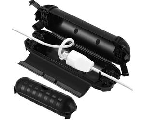 Boîte de Câble Etanche,Boite Etanche,Boite de Derivation Etanche Exterieur | 21x6x6 CM,2 Entrée de Joint de Câble,IP54 Boite Rangement Cable,pour Timer Outlet Plug,Minuteries,Rallonges,Câbles,Noir