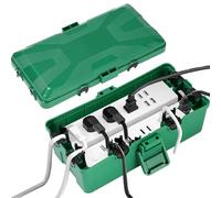 Boîte de Câble Etanche,Boite Etanche,Boite Etanche Electrique Exterieu | 26.1x15x9.4 CM,6 Entrée de Joint de Câble,IP54 Boite Rangement Cable,pour Timer Outlet Plug,Minuteries,Rallonges,Câbles,vert