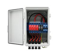 Boîte de combinaison solaire, combineur PV à 4 cordes avec fusible 15 A, disjoncteur 63 A, parafoudre et connecteur solaire pour systèmes de réseau marche/arrêt, étanchéité IP65