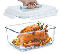 Boîte de Conservation en Verre 6 L avec Couvercle Hermétique | Grand Récipient Alimentaire Rectangulaire pour Four et Congélateur, Meal Prep, Poulet Rôti et Plats Familiaux