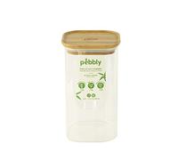 Boîte de Conservation Hermétique en Verre et Couvercle en Bambou, Carré et Haute, Idéale pour Stocker Pâtes, Riz, Céréales, Lentilles, Farine, Sucre… de 500 ml à 2,2 litres