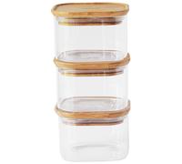 Boîte de conservation pour aliments PKV-034 500 ml, set de 3 pc, verre / bambou, Pebbly