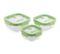 Boîte de conservation pour aliments, set de 3 pc, carré, verre, Lékué