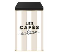 Boite de conservation pour le café en métal à rayures collection AU BISTROT beige