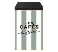 Boite de conservation pour le café en métal à rayures collection AU BISTROT vert