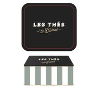 Boite de conservation pour le thé en métal à rayures collection AU BISTROT vert