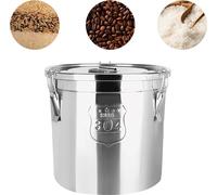 Boîte de conservation - Récipient hermétique 6 L - Acier inoxydable 304 - Couvercle à fermeture à vis avec joint en caoutchouc - Étanche - Convient pour les aliments - 20 × 20 cm - Argent