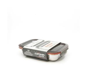 Boite de conservation rectangulaire compartimentée en inox 700 ml compatible micro-ondes Cuitisan