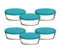 Boîte de conservation ronde - JUANIO - Frigoverre - Lot de 6 - Verre alimentaire - Couvercle hermétique - Ø12 cm